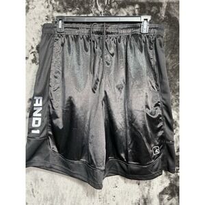 AND1 Men's XL Basketball Shorts Black Athletic Gym Performance Mesh Sheen